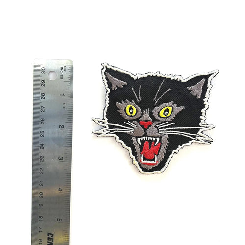Angry Black Cat Embroidered Patch